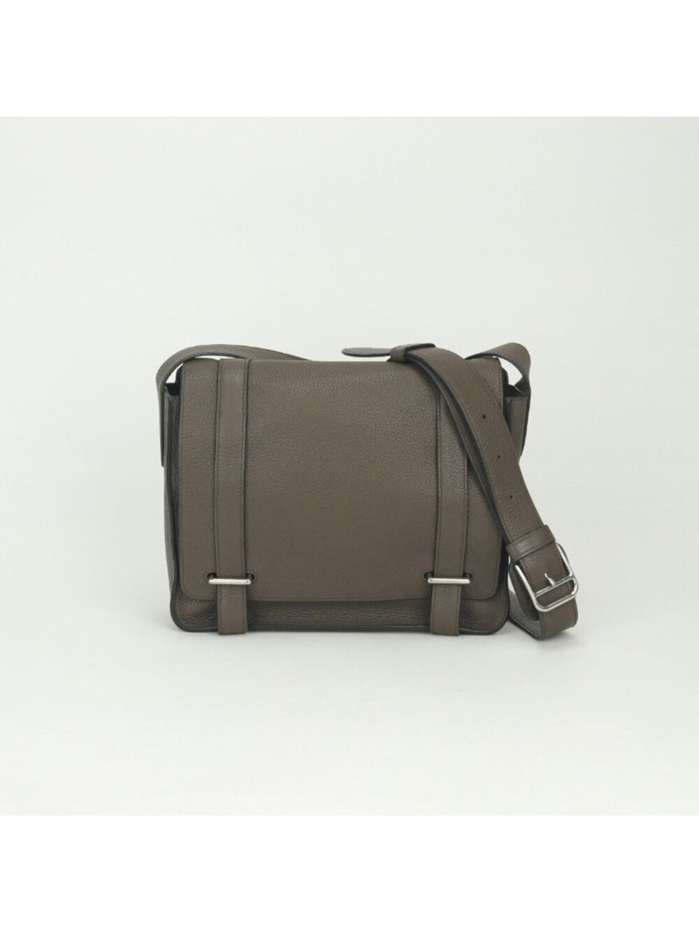 Hermes Steve Shoulder Bag Taurillon Clemence Taupe Gray Silver Messengerbag